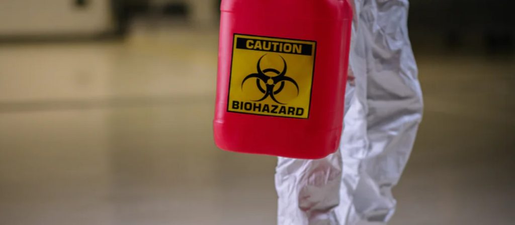 Man with biohazard