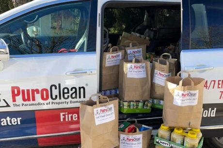 PuroClean van loaded with donations for Food Finders Food Bank