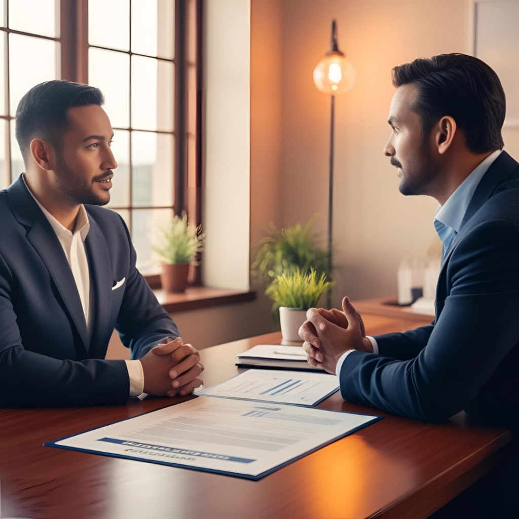 Insurance agent with home owner
