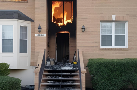 Home on fire highlighting the importance of fire prevention in lawrenceville