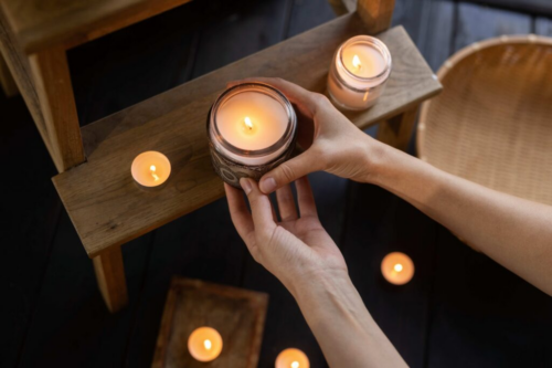 Hands using as candle