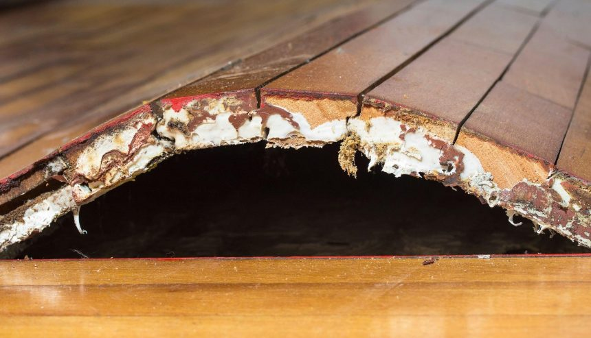floor water damage, floor cupping