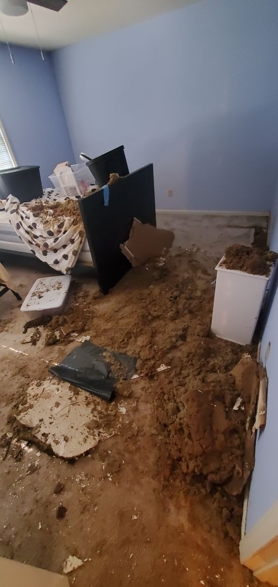 Water damaged ceiling collapse 