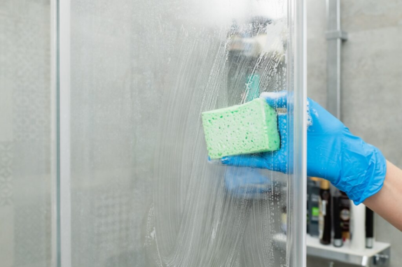 cleaning a glass shower