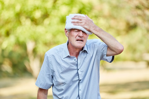 man sweating in the summer