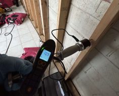 Water mitigation in long beach, california, invasive moisture meter showing structure is dry.