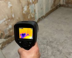 infrared shows high moisture on wall, water mitigation in irvine