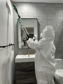 Physician-led restoration technician working in a Huntington Park home