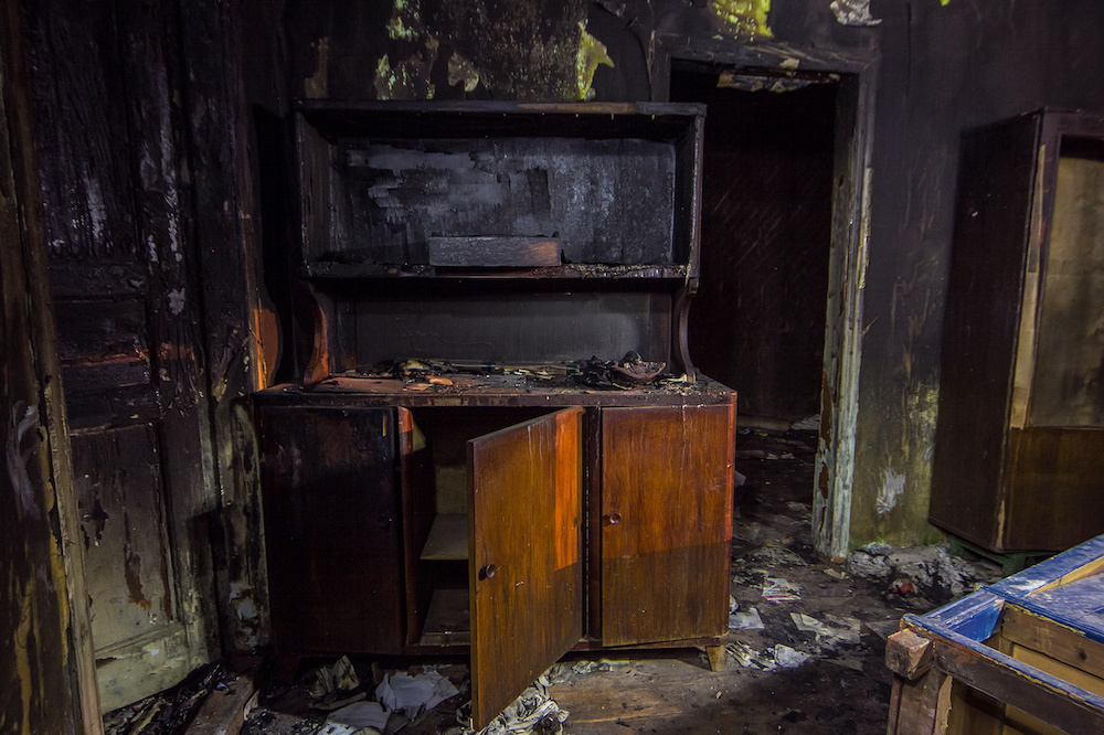 A home in need of fire damage remediation