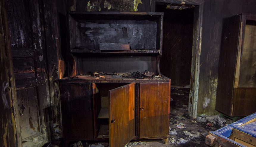 A home in need of fire damage remediation
