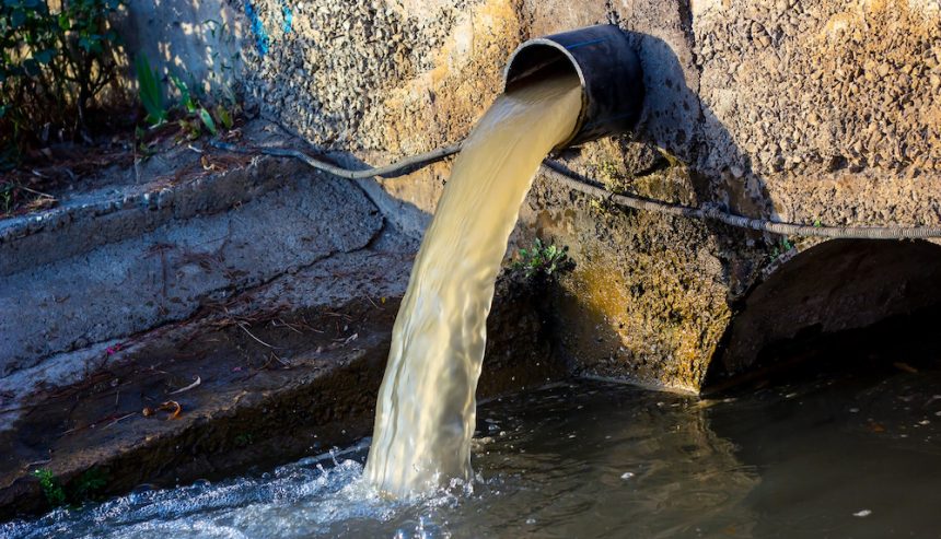 Black water coming from a sewage system