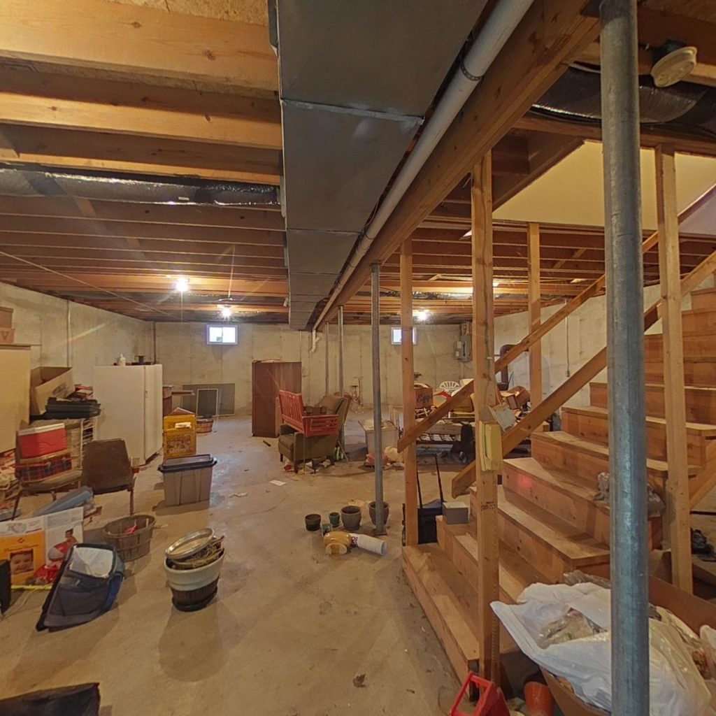 A basement during a biohazard cleanup