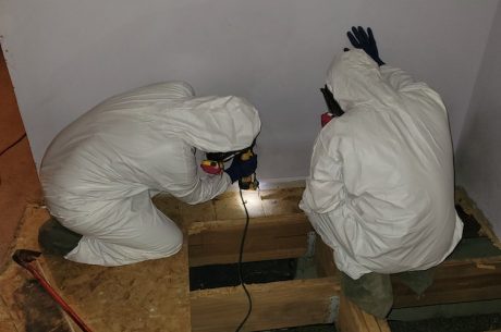 Our technicians working on a biohazard cleanup