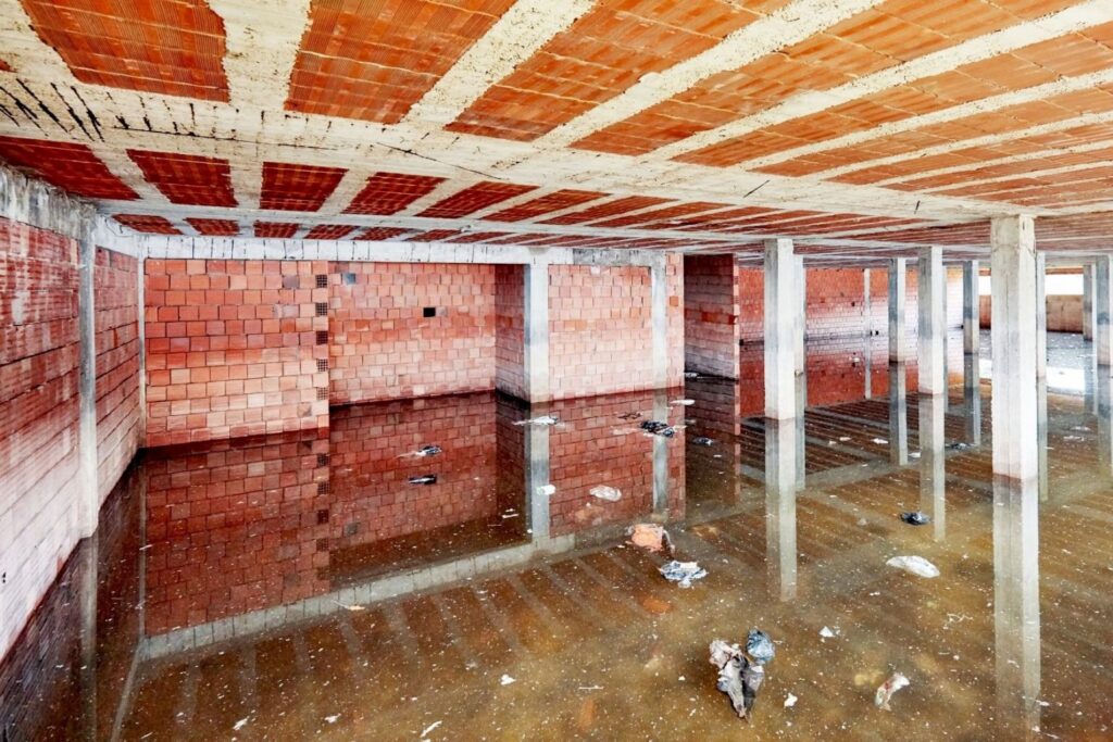 Water damage restoration in progress