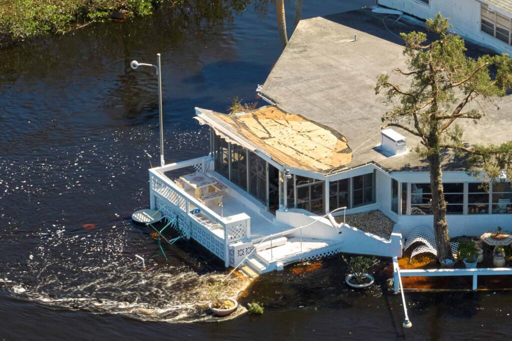 Flooded houses after Hurricane Ian in Florida