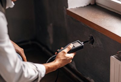 Professional performing moisture testing in McLean to detect hidden dampness and prevent water damage restoration