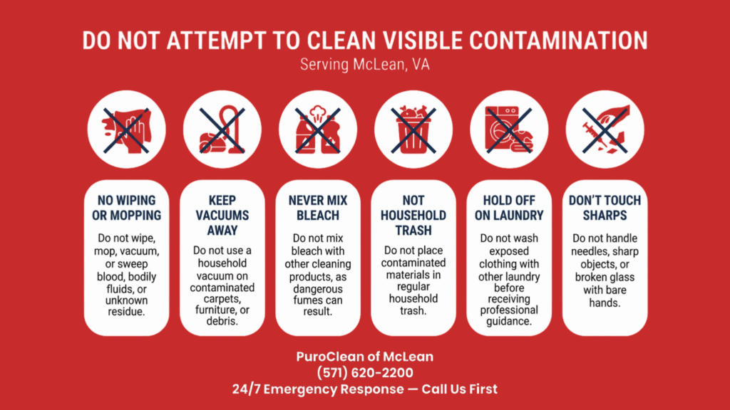 Biohazard cleanup safety tips in McLean, VA