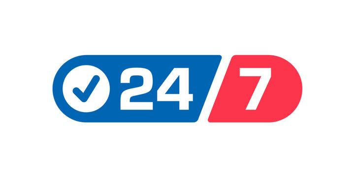 24/7 service icon with a checkmark