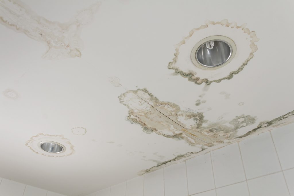 ceiling water damage.