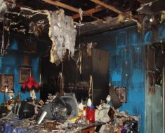 Living room and ceiling before fire damage remediation process by PuroClean of South Miami Miami FL