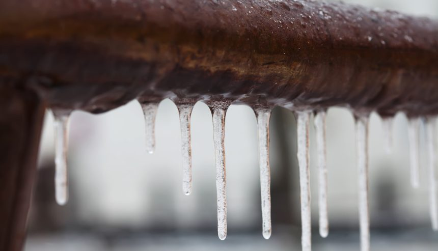 Frozen Pipes with Icicles