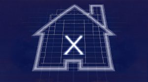 house blueprint with x-marks-the-spot