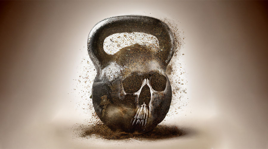 dusty lead weight with skull