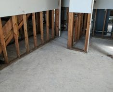 Basement view of drywall removal by PuroClean of Naples FL