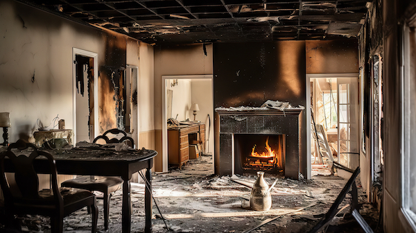fire and smoke damage in Taunton home