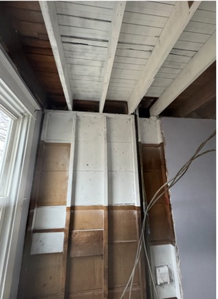 The mold removal work done on a wall