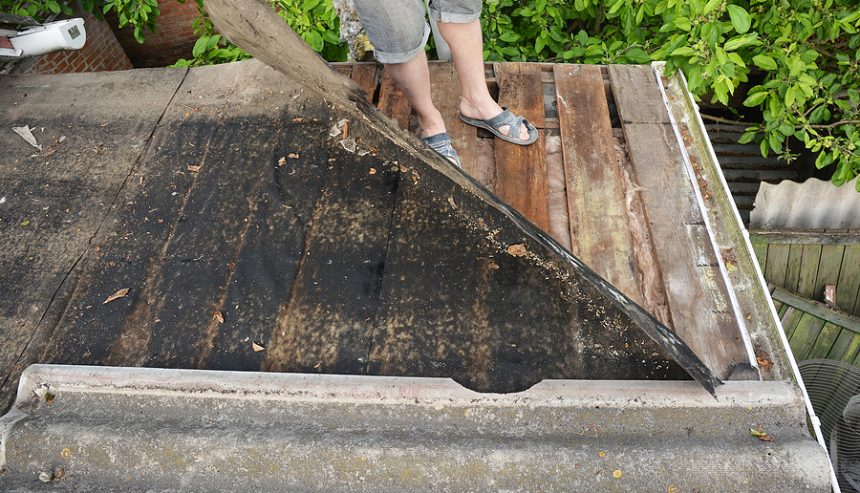 Old roof repair from asbestos