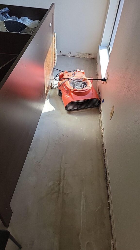 Air movers were placed in prime locations to ensure proper drying.