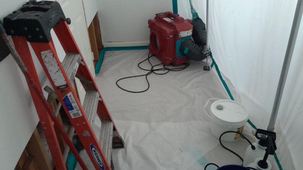A HEPA air filter outside of the contaminated area.