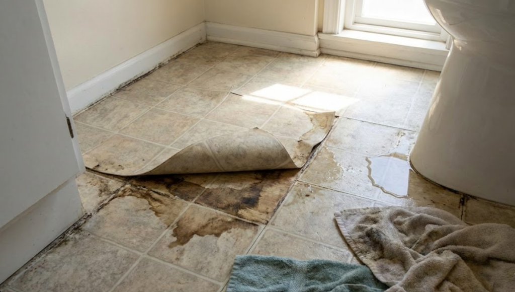 Bathroom Floor Water Damage Repair in Tacoma Washington