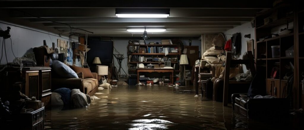 basement flood with contents soaked