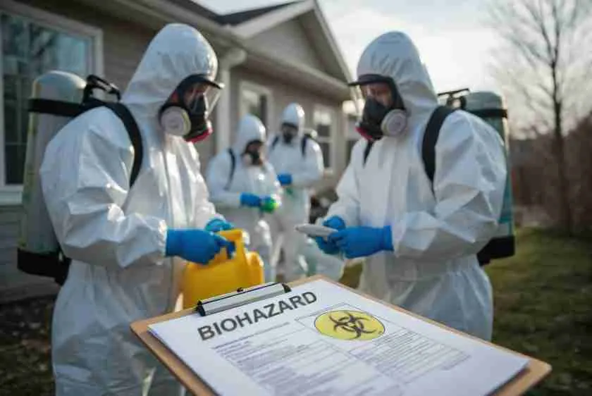 Inspection of flooring and base areas for contamination