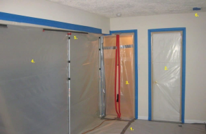 Specialized mold remediation containment area set up in an Ormond Beach residence