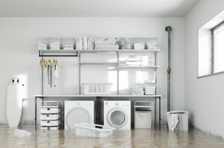Flooded laundry room.