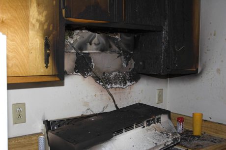 Fire Damage in kitchen.