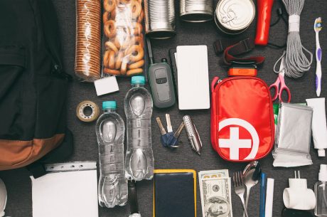 Assortment of safety kit materials.