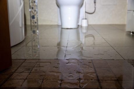 Toilet overflow in the bathroom.