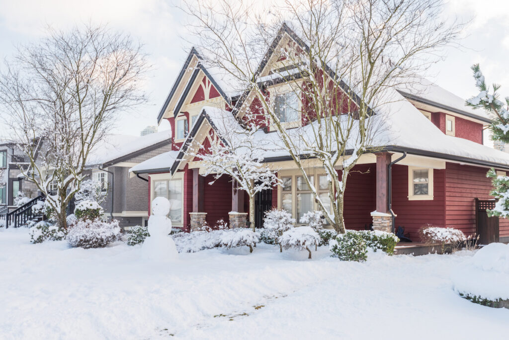Suburban home in the winter.