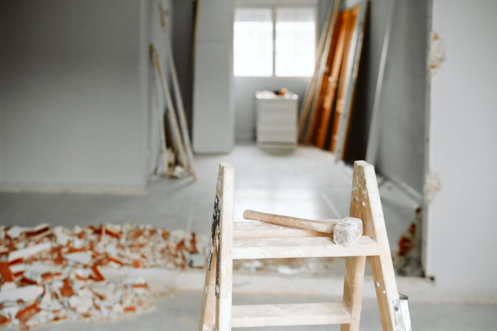 a hammer on a ladder
