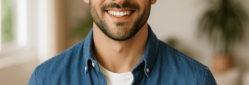Smiling man in a bright Pasadena home, representing positivity and recovery after Fire & Wildfire Damage Restoration.
