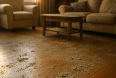 Wildfire ash and toxic lead dust settling inside a Los Angeles home