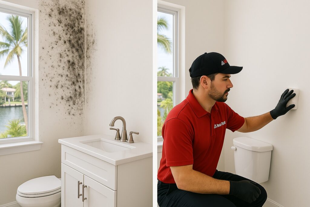 Before and after mold remediation Fort Lauderdale by PuroClean of Ft. Lauderdale South.

