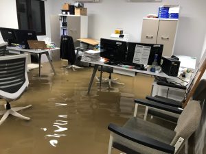 water damage in commercial office