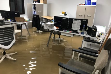 water damage in commercial office