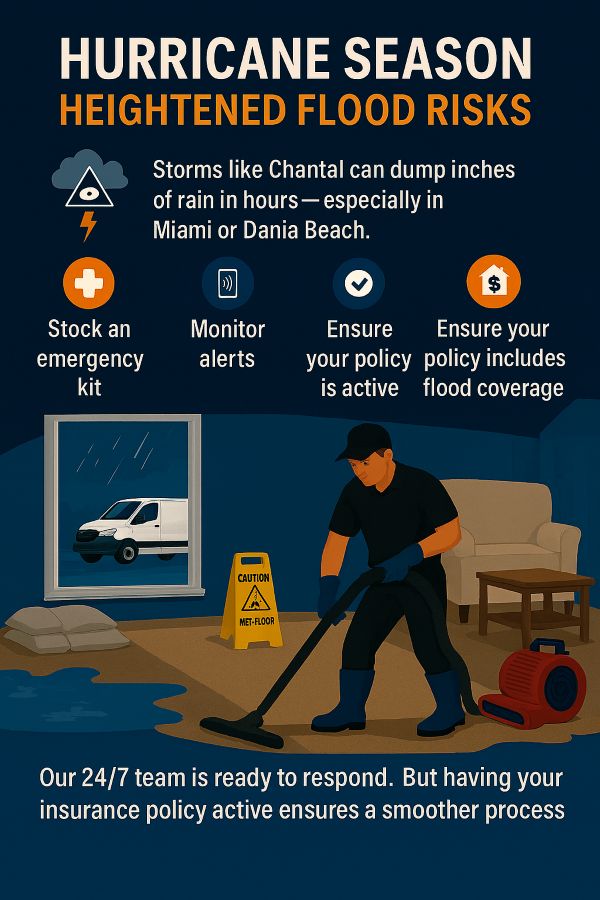 Hurricane storm surge in Miami emphasizing flood preparation and insurance