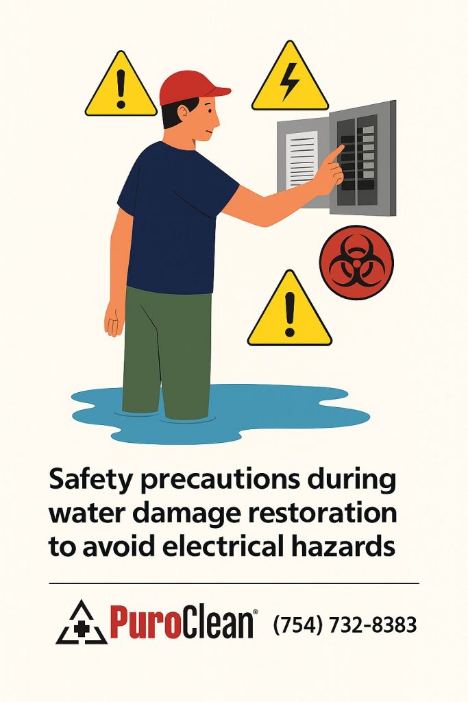 Homeowner checking electrical safety from Water Damage Restoration Fort Lauderdale Tips